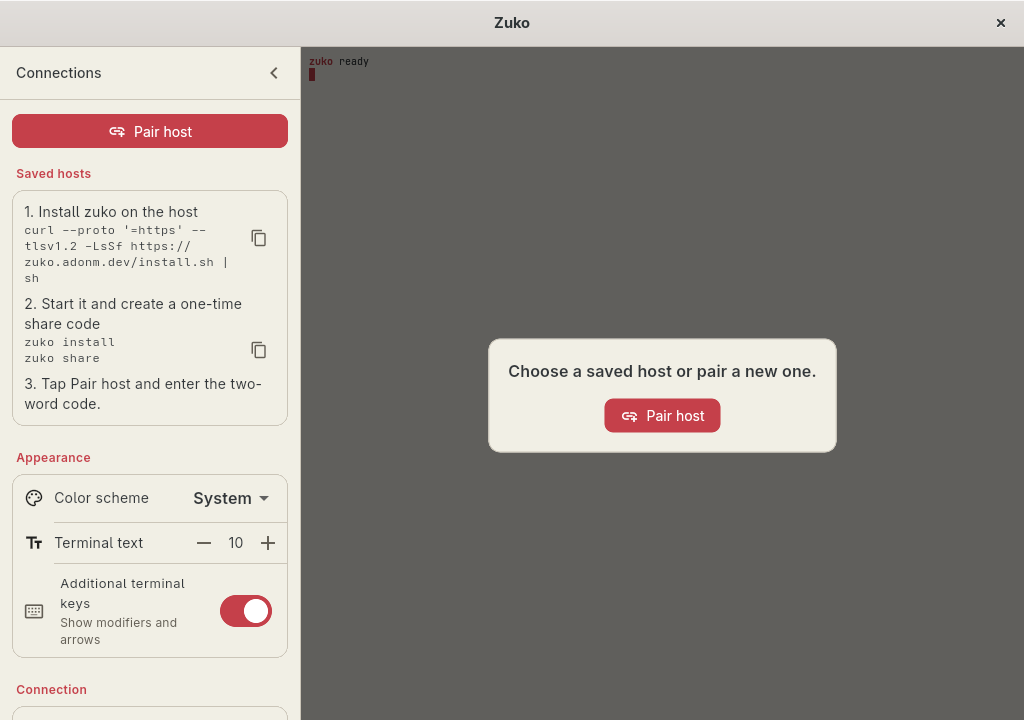 Zuko Linux client